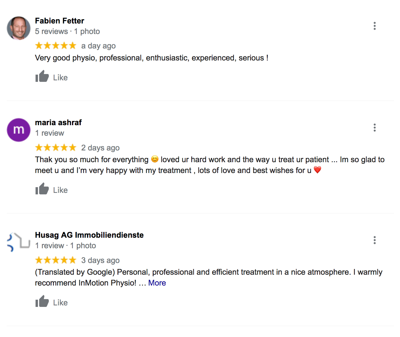 Google ratings